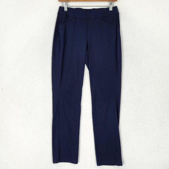 Chicos Pants Womens 00 Navy Blue 2 Ankle Pull On Straight Leg Travelers Stretch - Picture 1 of 12